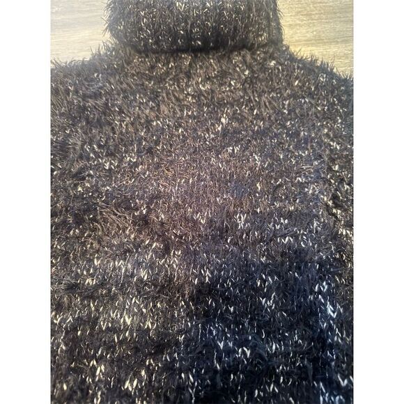 Jonathan Simkhai Women's Black Cold Shoulder Fuzzy Turtleneck Sweater L - Picture 7 of 9